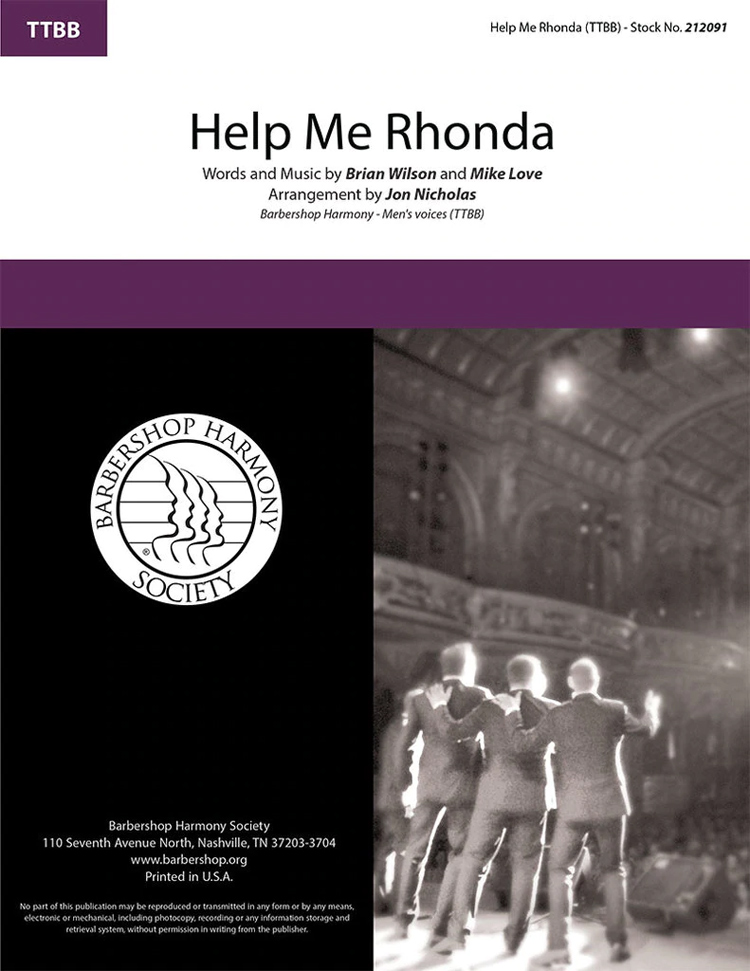 Help Me Rhonda : TTBB : Jon Nicholas : The Beach Boys : Sheet Music : 212091