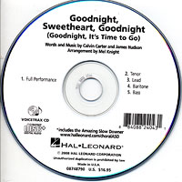 Close Harmony For Men : <span style="color:red;">Goodnight, Sweetheart, Goodnight</span> - Parts CD : TTBB : Parts CD : 884088240431 : 08748790